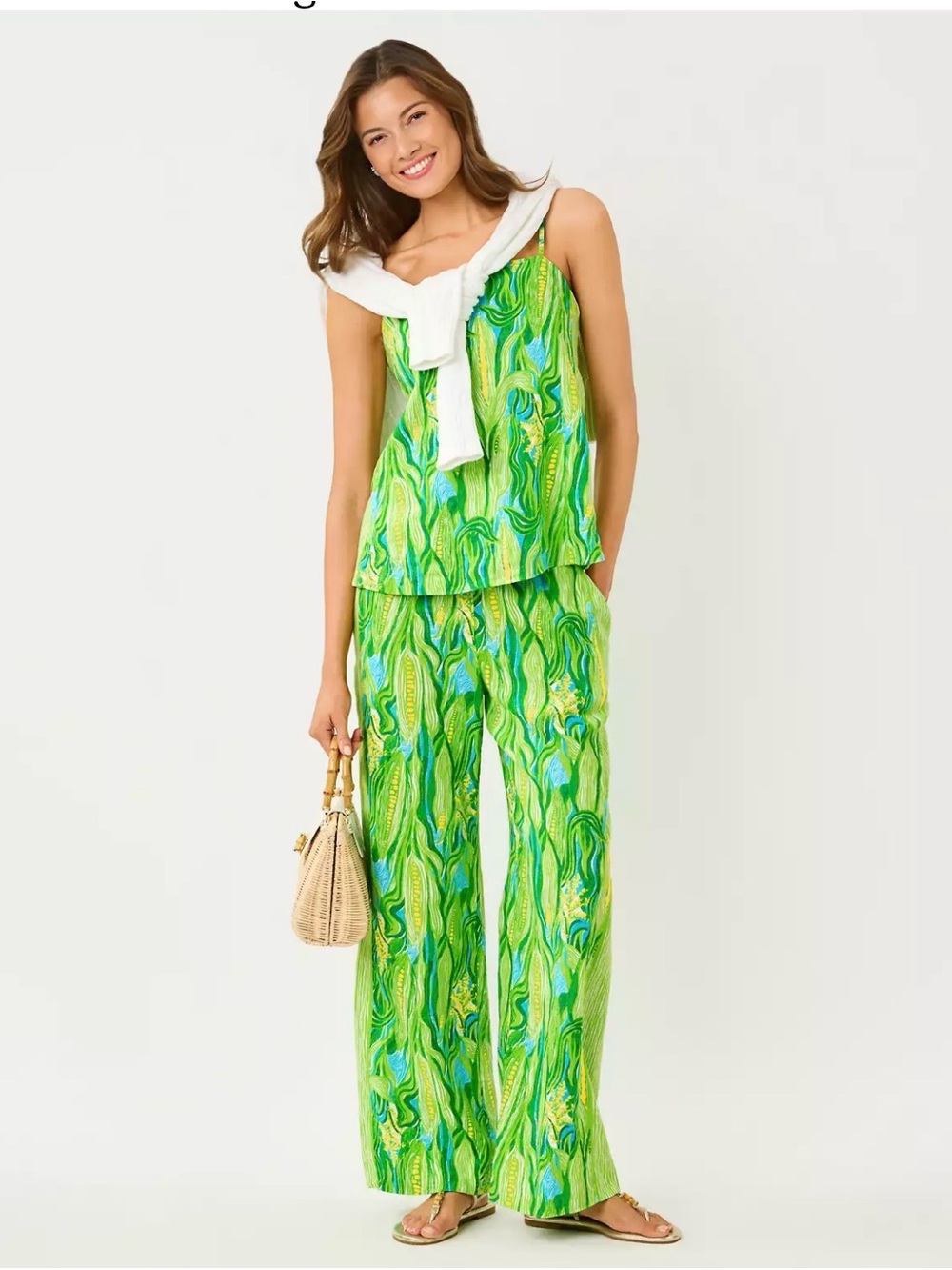 Lilly Pulitzer - Mirabella Linen Palazzo Pant Sweet Corn S- NEW